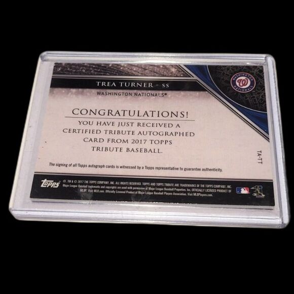 2017 Topps Tribute Baseball card Autograph TREA TURNER Auto /99 #TA-TT National - Picture 2 of 4